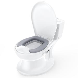 2-in-1 Potty Training Toilet, 12.99in Standalone Potty Chair for Toddlers & Baby, Realistic Flushing Sound, Soft Comfort Seat, Removable Washable Pot, Non-Slip Base, Built-in Toilet Paper Holder