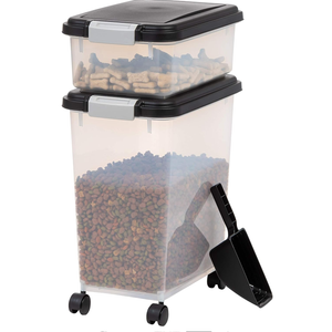 IRIS USA, Inc. Airtight Pet Food and Treat Storage Container Combo, Gray, black (500090)