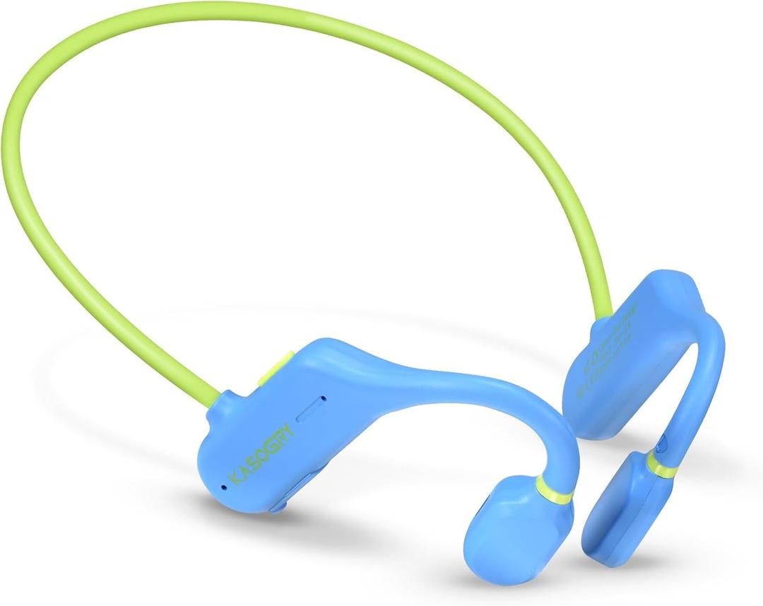 Kids Headphones, Wirelss 5.3 Air Conduction Open Ear Headphones Lightweight Kids IPX5 Waterproof with Microphone for School, Home and Outdoor-Blue