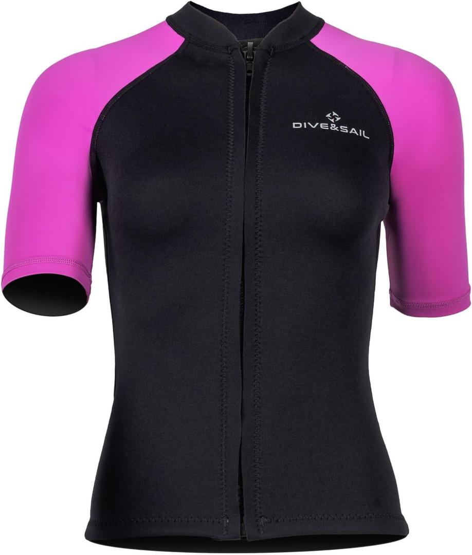 Wetsuit Top Men Short Sleeve Front Zip Wetsuit Jacket 1.5mm Neoprene Swimsuit for Swimming Diving Surfing (X-Large)