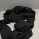 Winter Faux Fur Fuzzy Trim Sherpa Hooded Scarf Cute 3-in-1 Scarf Hat Gloves Set for Women