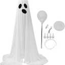 YUYTE Halloween Decorations Outdoor, Adjustable Height, Large Lighted White Cloth Ghosts for Indoor Outdoor Decor, Halloween Party