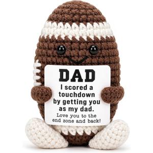 2 x Mini Dad Gifts from Daughter Son Wife Handmade Positive Crochet Football