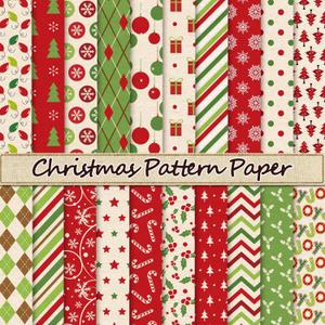 Whaline 40Pcs Christmas Pattern Paper Red Green Scrapbook Specialty Paper Poinsettia Joy Double Sided Craft For DIY Card Making Photo Album Journal Decor, 6 x 6 Inch