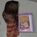 BUPPLER Wig 18 Inch Medium Length Wigs for Women Middle Part Synthetic Hair Wavy Wig with Upgraded Strands,Natural Hair Wigs for Daily Party/Halloween Use 18Inch,Dark to Pink Ombre