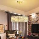 Led 15.7" Gold Ring Crystal Chandelier, Modern Dimmable Chandeliers Lighting and Hanging Adjustable, LED Round Ceiling Light Fixtures for Dining Room Living Room