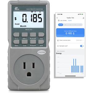 PN2500 Professional NEMA 5-15 Wi-Fi Wireless Level 1 EV Charger Pass-Through Power Usage Monitor (60-240V, 25Amp)