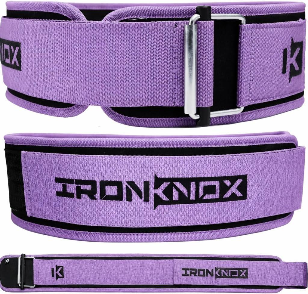 Premium Weight Lifting Belt, 4 Inch Weight Belt for Men and Women with Self Locking Metal Buckle for Maximum Support, Weightlifting Belt for Squat or Deadlift, Durable Gym Belt for Men (Lavender)