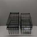 iSPECLE Chest Freezer Organizer Bins - 4 Pack Small Stackable Freezer Organizer Bins for 5 to 7 Cu.FT Small Deep Freezer (14.7"L X 7.1"W X 6.1"H) Easy to Get Food from Bottom without Digging, Black