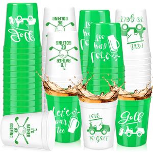 Norme 48 Pcs Golf Party Plastic Cups Bulk Golf Themed Reusable Drink Cups 16 oz Golf Ball Cart Design for Supply Favors Housewarming Decorations Events Family Dinner