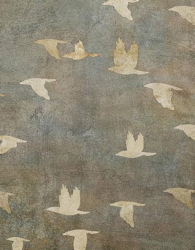 oval framed wall art of flying birds in earthy tones. 16x10