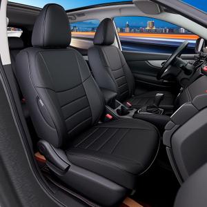 CustomCover Nissan Rogue Seat Covers, Custom-Made Leather Seat Covers for The Nissan Rogue, Suitable for The 2014 2015 2016 2017 2018 2019 2020 Rogue(Regular,5seats) 5-Seat Custom Seat Cover, Black.