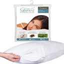 SafeRest Pillow Protector - Pack of 1 - Standard Size Waterproof Pillow Cover - Zippered Pillow Encasement for College Dorm Room, New Home, First Apartment - Cotton Terry, Waterproof, Breathable