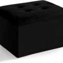 LINMAGCO Storage Ottoman Folding Foot Stool Velvet Foot Rest with Padded Modern Ottoman with Storage for Living Room Puppy Step Stool 17x13x13in(Black)