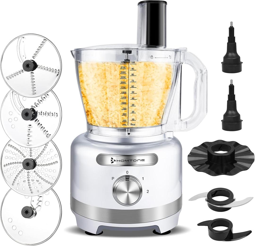 Homtone 16 Cup Food Processor Large 9-IN-1 Veggie Chopper for Dough, Fries