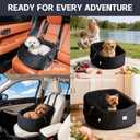 Elevated Dog Booster Seat for Small Dogs, Pet Travel Bed with Safety Leash, Anti-Slip Base, Soft Velvet, Removable Washable Cover, Secure for Pets Up to 30 lbs