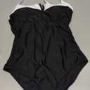 Herseas Women's V Wire One Piece Swimsuit Color Block Patchwork Bathing Suit, Size L
