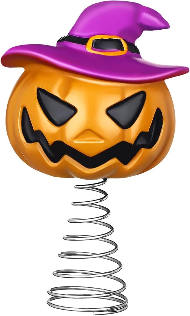 Queekay Halloween Tree Topper Spooky Pumpkin Skull Ghost Miniature Tree Topper 4 Inches Mini Christmas Ornaments for Halloween Party