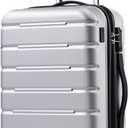 Coolife Luggage Suitcase Carry-on Spinner TSA Lock USB Port Expandable (only 28) Lightweight Hardside Luggage (Silver, S(20in_carry on))