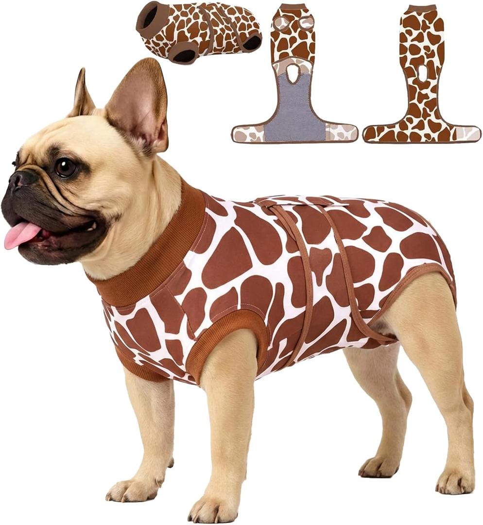 PetWarm Dog Recovery Suit After Surgery, Dog Surgery Suit, Protective Onesie for Male and Female Dogs, Spay Neuter Bodysuit for Sensitive Areas, Leopard Pattern, Brown, XS