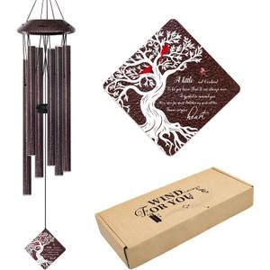 Memorial Wind Chime with Cardinal Bird and Tree  Sympathy Gift for Loss of Loved One  Bereavement Wind Chime with Saying A Little Red Cardinal Bird to Let You Know for Garden or Outdoor Decor
