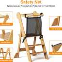 COSYLAND Foldable Toddler Kitchen Stool Helper - Height Adjustable Standing Tower for Bathroom Sink or Kitchen Counter - Step Stool for Toddlers Ages 18 Months to 6 Years Natural