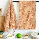 Miss Adola Cotton Waffle Kitchen Towels Cute 370 GSM 16x25 Inch Terry Cloth Waffle Decorative Dishcloth for Kitchen Set of 2 with Hanging Loop Absorbent Hand Tea Towel for Home Design, Rustic Flower