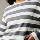 Women's Oversized Tshirts Striped Long Sleeve T Shirts Crew Neck Preppy Tops Fall Outfits (Gray, M)