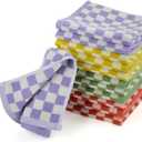 Jacquotha Washcloths 12 Pack Checkered - Wash Cloths for Showering (13"x13") in 4 Colors, Multi-Purpose Bathroom Face Cloths, Soft and Cute