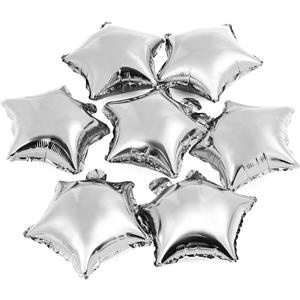 MOWO Star-shaped Foil Balloons, 10" Silver, Pack of 50