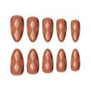 4 x Medium Almond Press on Nails Brown Fake Nails Glossy False Nails with Solid Color Designs 3D Rhombus Glue on Nail Natural Full Cover Acrylic Artificial Stick on Nail for Women Girls 24Pcs