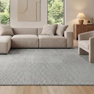 Bedsure 5x7 Faux Wool Area Rugs for Living Room, Machine Washable Carpet, Non-Slip Backing, Pet Friendly Throw Rug for Bedroom Dining Room, Gray