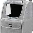 Pecute Cat Backpack Carrier, Small Dog Backpack Carrier, Pet Backpack Carrier for Cats Dogs Puppy Kitten, Cat Carrier Bag Carrying for Travel Hiking Bike Riding Walking Outdoor,Light Gray