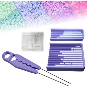 Fuse Bead Double Needle Tweezer & Aligner Tray Set, 5mm Fuse Beads Kit with Double Needle Tweezer, Fuse Tool for Crafting Efficient (Regular 5mm Bead Tool Kit)