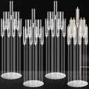 Tessco 4 Pcs 9 Arm 42.5" Acrylic Candelabra Table Centerpiece Floor Candelabras Clear Candle Holder with Removable Lampshade Wedding Candelabra Centerpiece Fit 0.8 LED