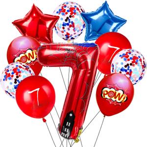 Cartoon Hero 40 Inch Red and Blue Spider Theme Number Foil Birthday Decoration Balloons, Cartoon Party Birthday Supplies, Number large Balloons for Spider Theme Party (7)
