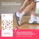 2 x COOLMATE Pilates Socks with Grips for Women, Yoga Socks, Crew Non Slip Women for Barre, Pilates Gifts for Women (White)