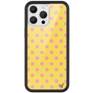 Wildflower Cases - Compatible with iPhone 16 Pro Max | Protective Black Bumper, 6.5ft Drop Test Certified, Women Owned Small Business | Spots Aesthetic Trendy Cute | Polka Dot - Pink and Yellow