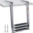 Hoffen 3 Step Telescopic Marine Boat Drop Ladder Swim Step - Stainless Steel Folding Ladder for Boat Yacht