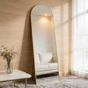 NEWBULIG Full Length Mirror, Full Body Floor Mirror with Aluminum Alloy Thin Frame, Wall or Standing Mirror for Bedroom, Living Room, Dressing Room (64"L x 21"W, Gold-Arched)