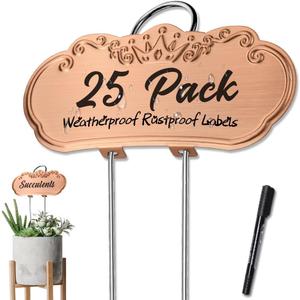 Metal Plant Labels,Tall Outdoor Garden Markers for Flower, Fruit and Vegetable, 304 Stainless Steel Weatherproof Signs (25 Packs, 4" x 1.9", Gold)