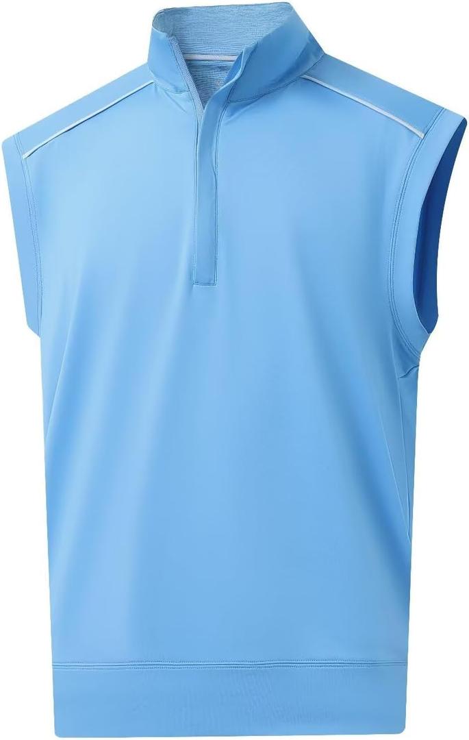 M MAELREG Golf Vests For Men Dry Fit Lightweight Moisture Wicking Performance Sports Breathable Golf 1/4 Zip Pullover Men (Blue, L)