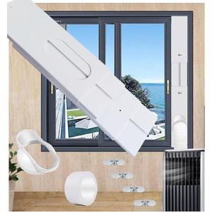 Portable Air Conditioner Window Seal Kit with Coupler,Adjustable Vertical/Horizontal Sliding Window Plate for AC Unit, Suit for 5.9''/15cm Diameter Exhaust Hose
