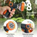 Water Hose Nozzle Heavy Duty with 8 Spray Patterns, Water Hose Sprayer Nozzle with Water Flow Thumb Control, Labor-saving Buckle & Front Trigger, for Watering Plants, Washing Cars & Pets