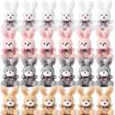 Sotiff 24 Pcs Easter Plush Bunny Stuffed Animal Gift Bulk 4.7 Inch Mini Bunnies Keychain Doll Furry Rabbit with Bow Tie for Birthday Baby Shower Party Favor Gifts Classroom Rewards(Classic Color)