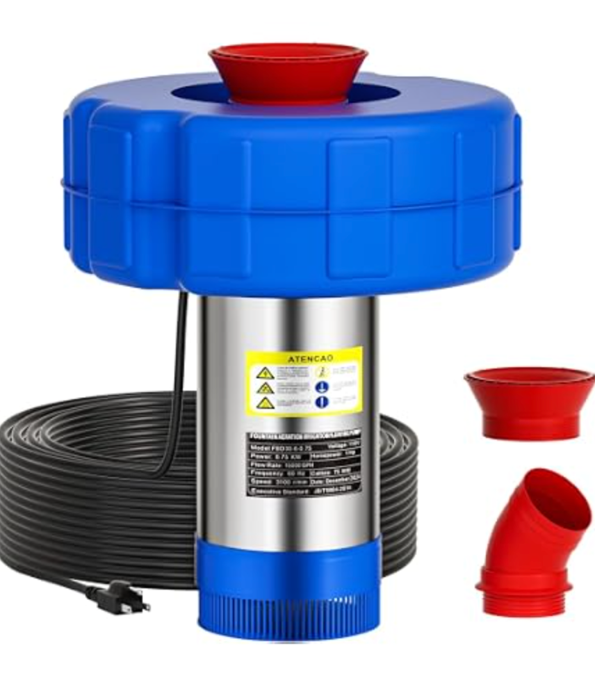 Pond Fountain Aerator with Lights RGB Light 1HP 750W 110V Fountain