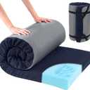 HOMBYS Memory Foam Camping Mattress Pad,Portable Sleeping Pad for Adult,Waterproof Cot Mattress,Roll Up Floor Mattress,Foldable Backpacking Travel Bed for Hiking,Guest Bed (Dark Blue)