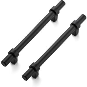 Ravinte 30 Pack 7.38 Inch Cabinet Pulls Matte Black Kitchen Cabinet Hardware Cupboard Handles with Square Base 7.38" Length,5" Hole Center (7-3/8" Length,5" Hole Center)