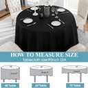 VidaFete 1 Pack 90inch Round Tablecloth Polyester Table Cloth, Stain Resistant and Wrinkle Polyester Dining Table Cover for Kitchen Dinning Party Wedding Rectangular Tabletop Buffet Decoration(Black)