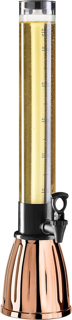OGGI Beer Tower 3L/100oz - Beverage Dispenser with Spigot & Ice Tube, Margarita Tower, Mimosa Tower, Perfect Drink Dispensers for Parties, Drink Tower, Holds 6 Pints of Beer - Copper (Stainless Steel)